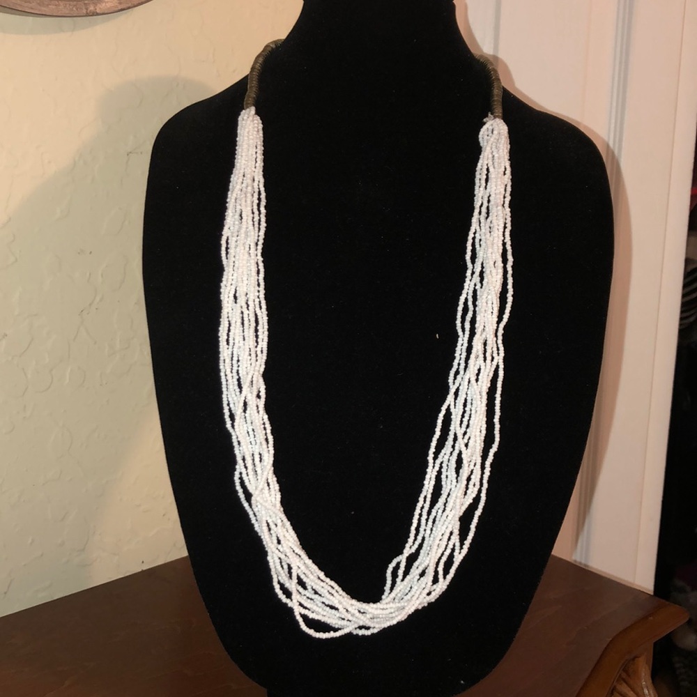 Long white necklace